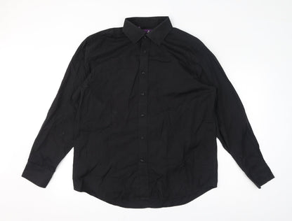NEXT Mens Black Cotton Button-Up Size M Collared Button
