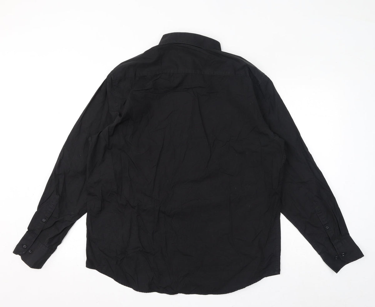 NEXT Mens Black Cotton Button-Up Size M Collared Button