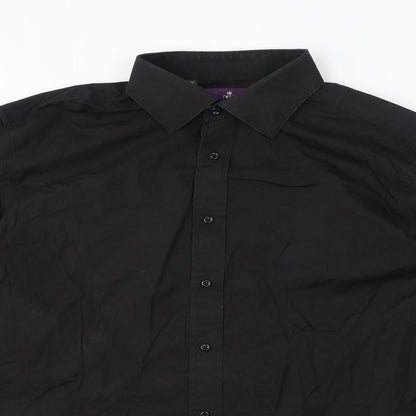 NEXT Mens Black Cotton Button-Up Size M Collared Button