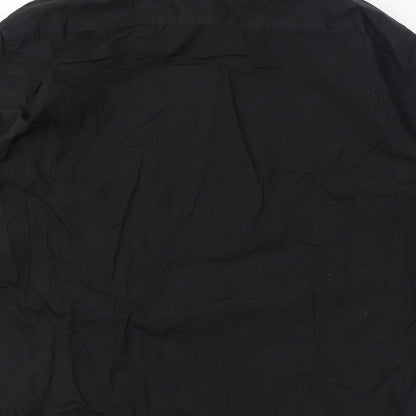NEXT Mens Black Cotton Button-Up Size M Collared Button