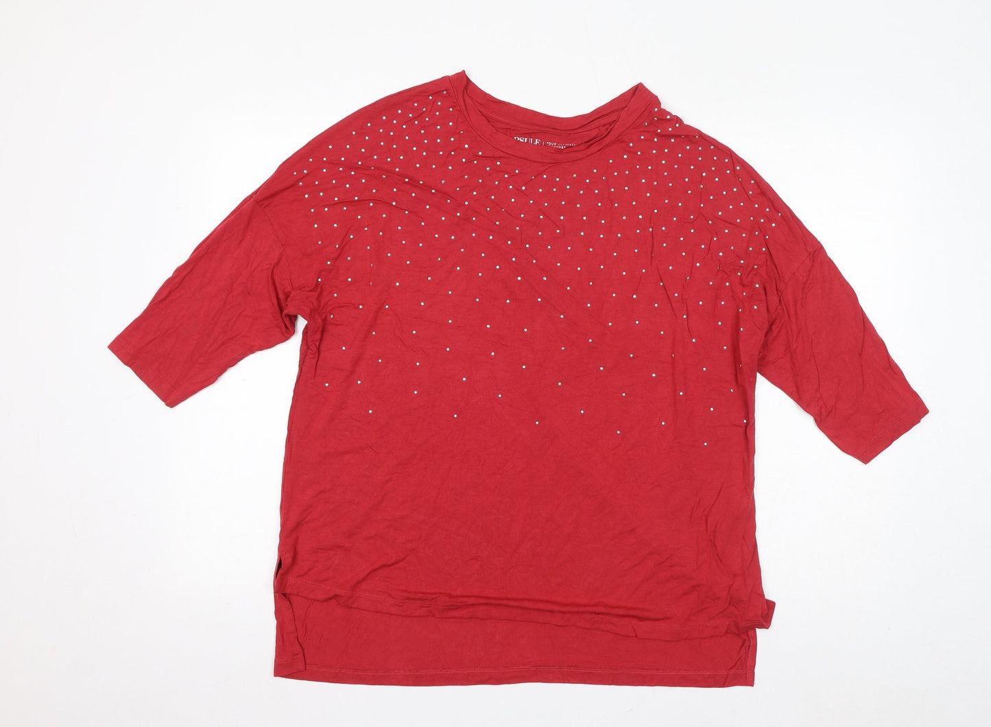 Womens UK Size 16 Capsule Red Basic T-Shirt
