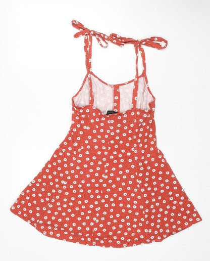 FOREVER 21 Womens Red Polka Dot Cotton Tank Dress Size L Round Neck Pullover - Flowers