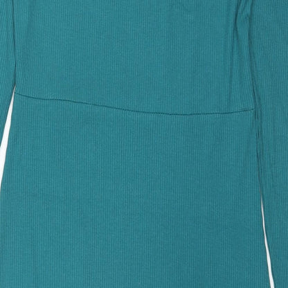 Et Vous Womens Blue Viscose Jumper Dress Size 12 Square Neck Pullover