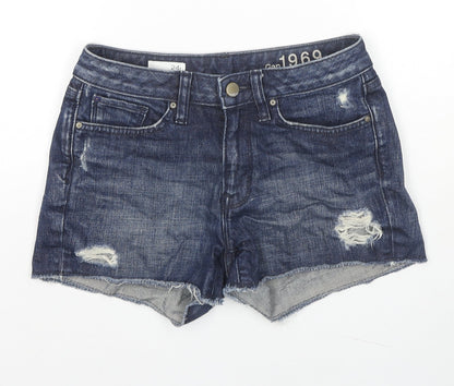 Gap Womens Blue Cotton Cut-Off Shorts Size 24 in L3 in Slim Zip
