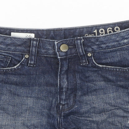 Gap Womens Blue Cotton Cut-Off Shorts Size 24 in L3 in Slim Zip