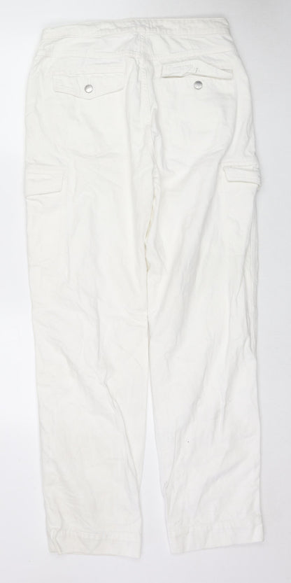 Topshop Womens White Cotton Straight Jeans Size 14 L31 in Regular Zip - Cargo Style
