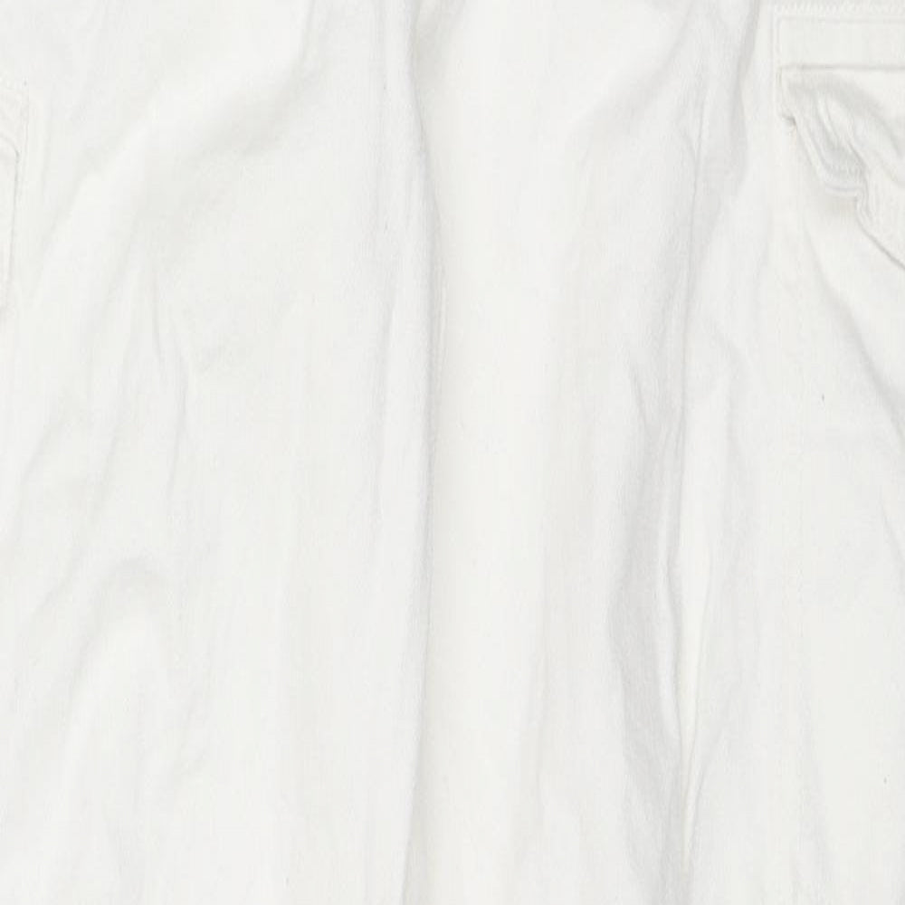 Topshop Womens White Cotton Straight Jeans Size 14 L31 in Regular Zip - Cargo Style