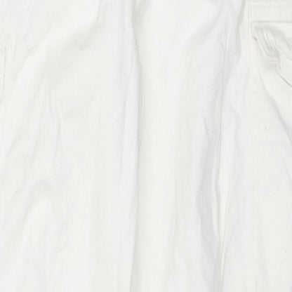Topshop Womens White Cotton Straight Jeans Size 14 L31 in Regular Zip - Cargo Style