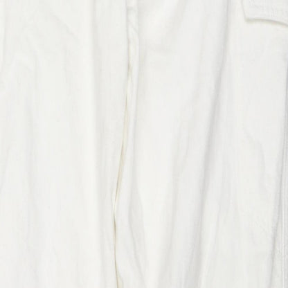 Topshop Womens White Cotton Straight Jeans Size 14 L31 in Regular Zip - Cargo Style