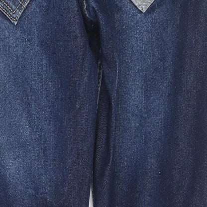 Premium Denim Boys Blue Cotton Straight Jeans Size 11 Years L27 in Regular Zip - Distressed