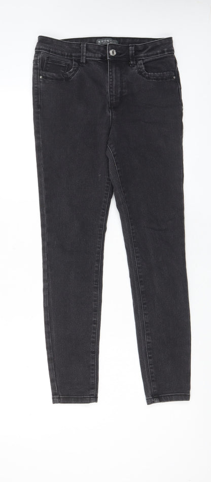 Denim & Co. Womens Grey Cotton Skinny Jeans Size 10 L28 in Regular Zip