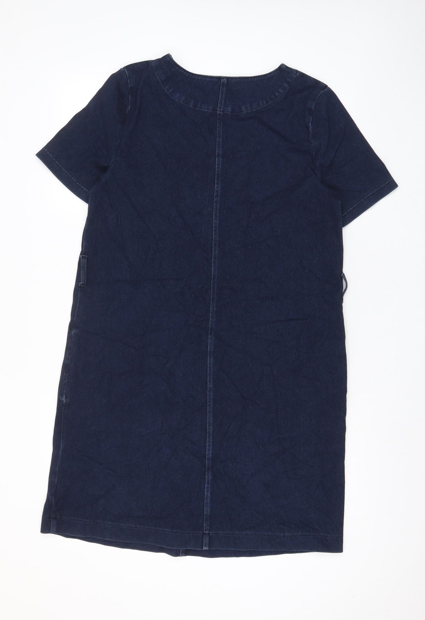 NEXT Womens Blue Cotton A-Line Size 10 Boat Neck Pullover - Pockets