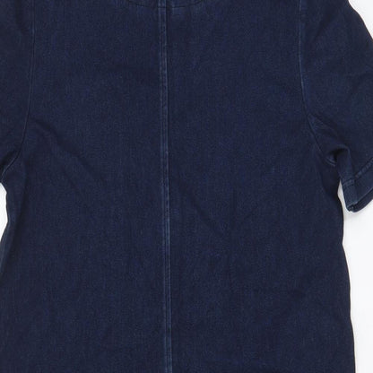 NEXT Womens Blue Cotton A-Line Size 10 Boat Neck Pullover - Pockets