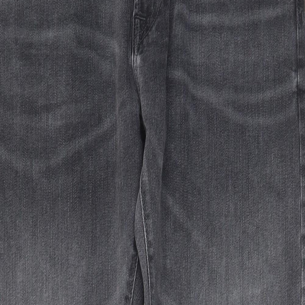 Marks and Spencer Mens Grey Cotton Straight Jeans Size 34 in L31 in Relaxed Zip - Pockets