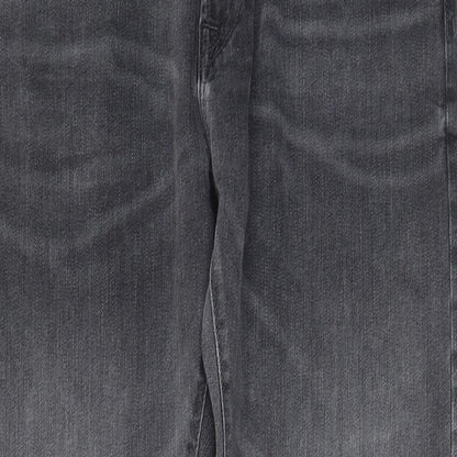 Marks and Spencer Mens Grey Cotton Straight Jeans Size 34 in L31 in Relaxed Zip - Pockets