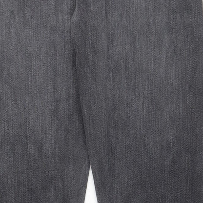 Marks and Spencer Mens Grey Cotton Straight Jeans Size 34 in L31 in Relaxed Zip - Pockets