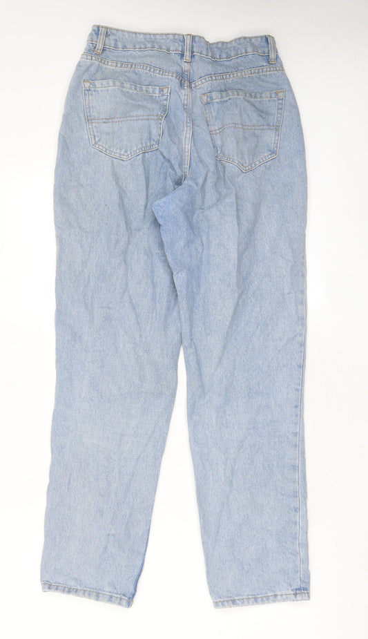 Brave Soul Womens Blue Cotton Straight Jeans Size 10 L28 in Regular Zip - Pockets