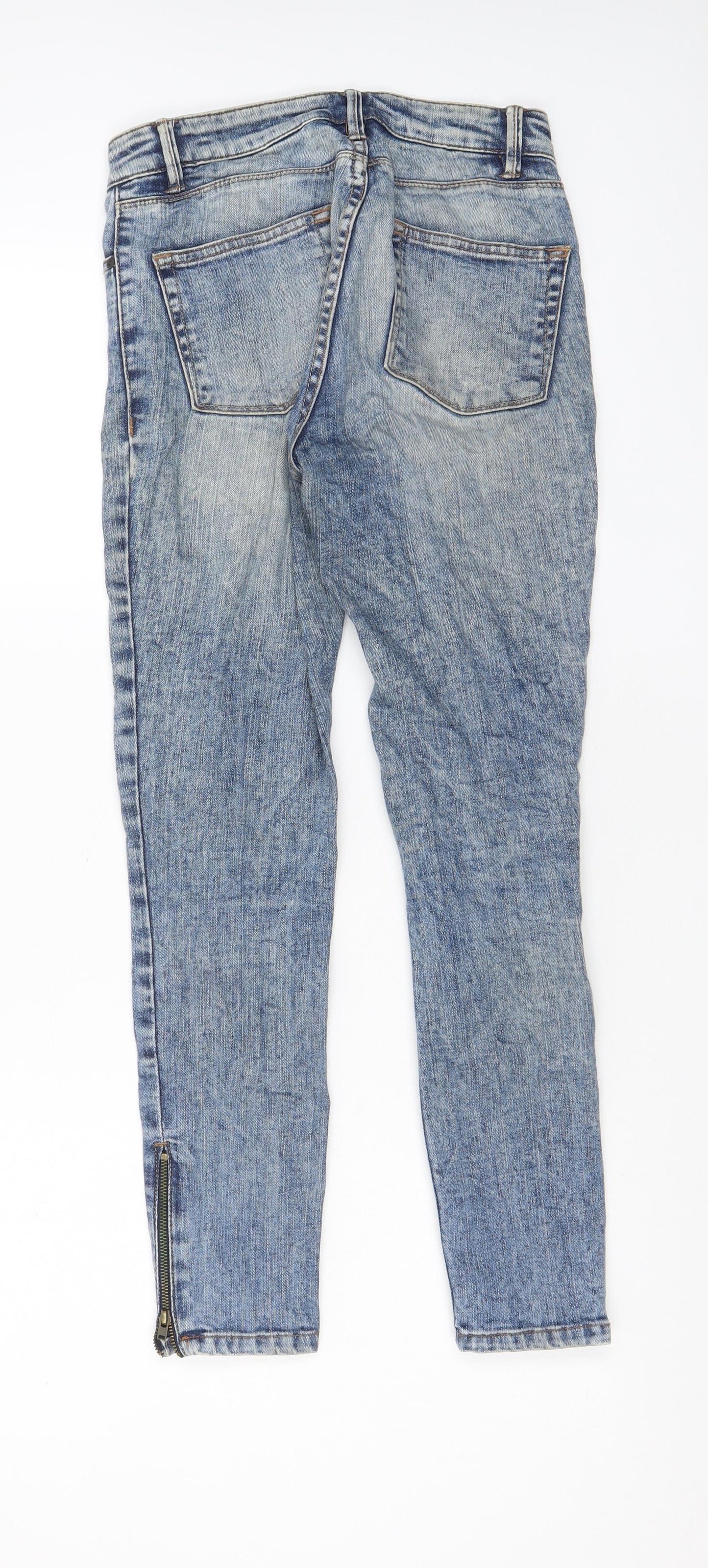 NEXT Womens Blue Cotton Skinny Jeans Size 6 L20 in Regular Zip - Pockets