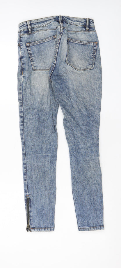 NEXT Womens Blue Cotton Skinny Jeans Size 6 L20 in Regular Zip - Pockets
