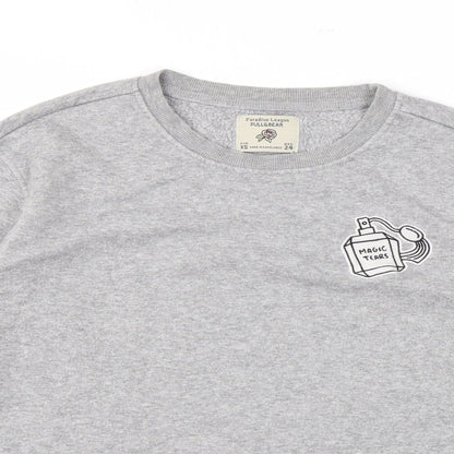 Womens UK Size XS Pull&Bear Grey Pullover Sweatshirt