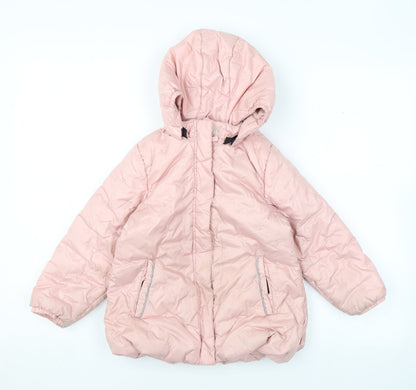 LEGO Girls Pink Floral Puffer Jacket Coat Size 4 Years Zip