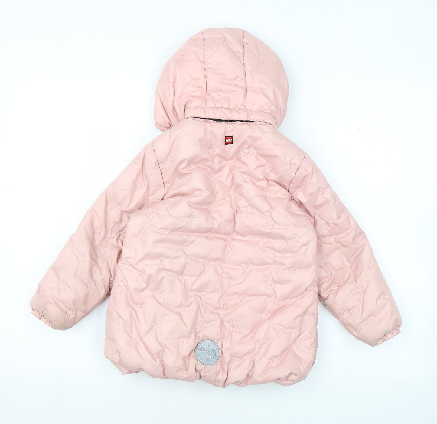 LEGO Girls Pink Floral Puffer Jacket Coat Size 4 Years Zip