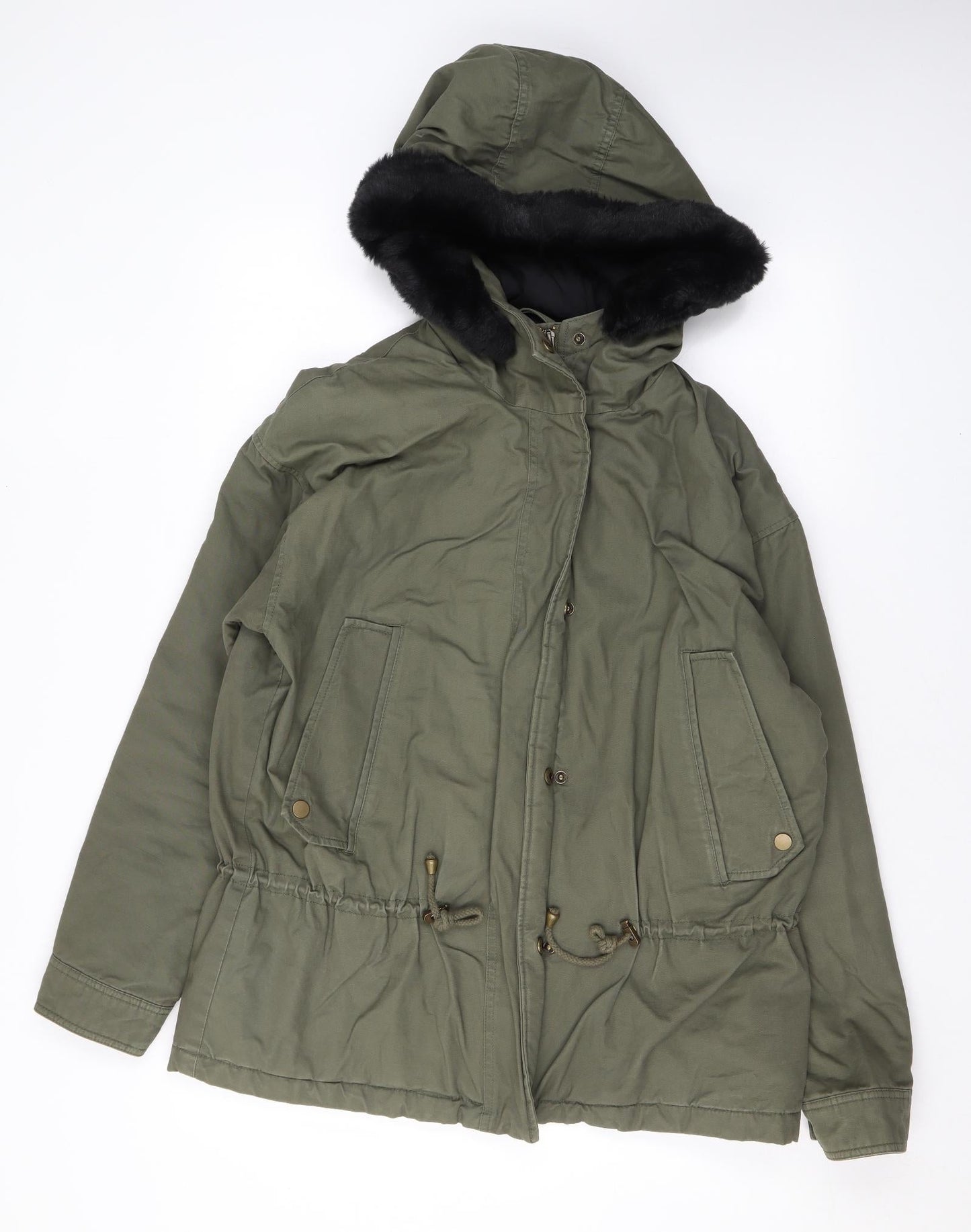 Womens UK Size 6 Selected Green Rain Coat