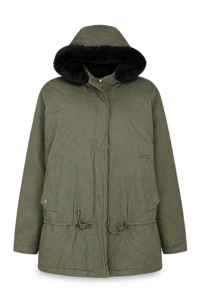 Womens UK Size 6 Selected Green Rain Coat