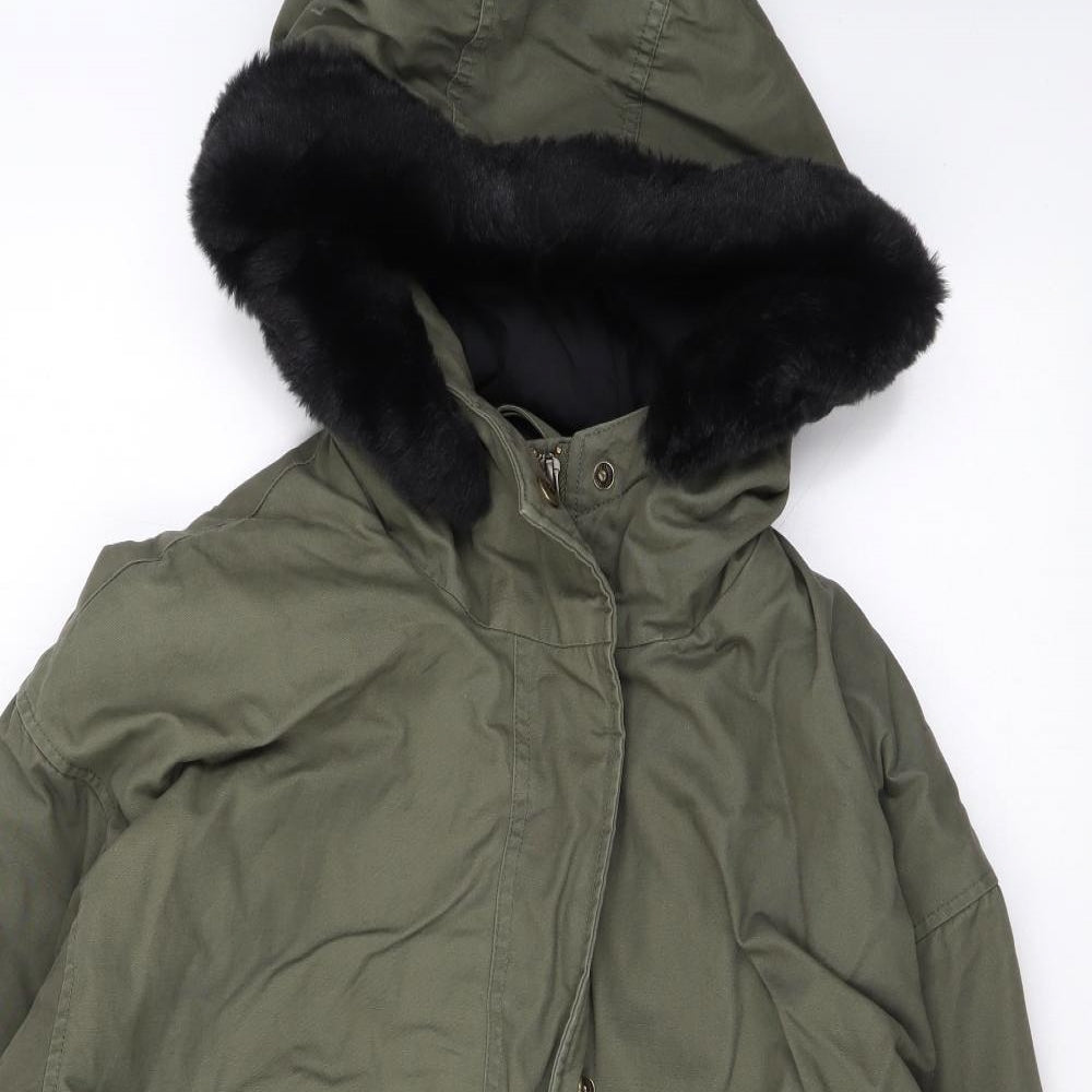 Womens UK Size 6 Selected Green Rain Coat