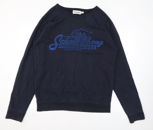 Topman Mens Blue Cotton Pullover Sweatshirt Size L