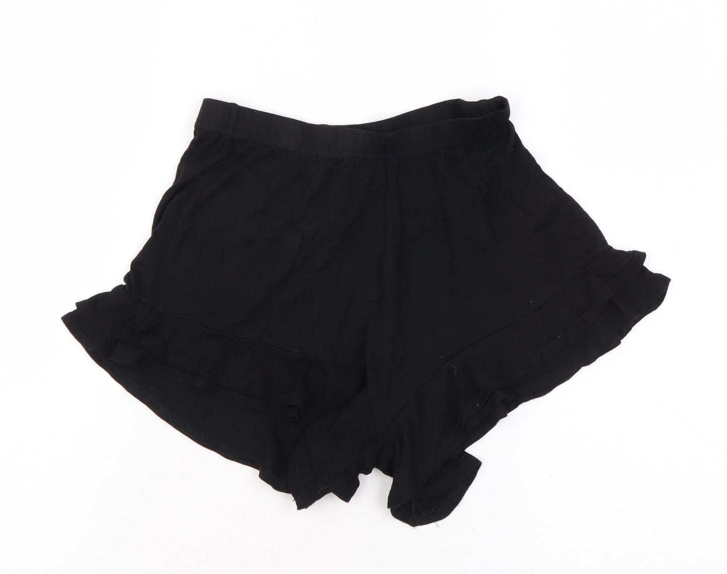 Boohoo Womens Black Viscose Basic Shorts Size 10 L3 in Regular Pull On