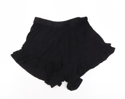 Boohoo Womens Black Viscose Basic Shorts Size 10 L3 in Regular Pull On