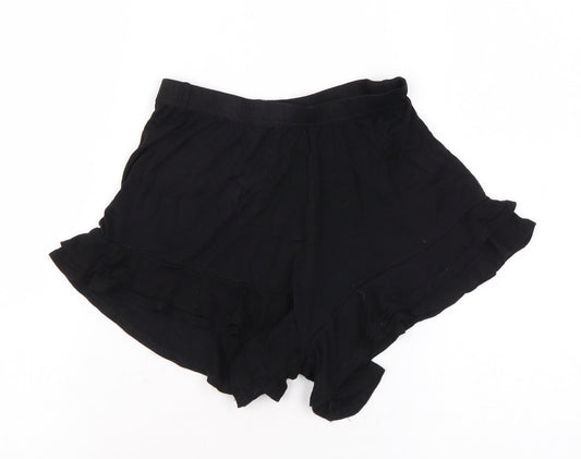 Boohoo Womens Black Viscose Basic Shorts Size 10 L3 in Regular Pull On