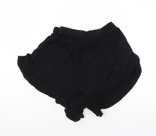 Boohoo Womens Black Viscose Basic Shorts Size 10 L3 in Regular Pull On