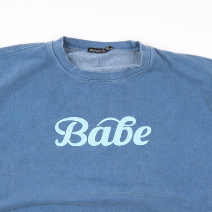 Boohoo Womens Blue Polyester Pullover Sweatshirt Size M Pullover - Babe