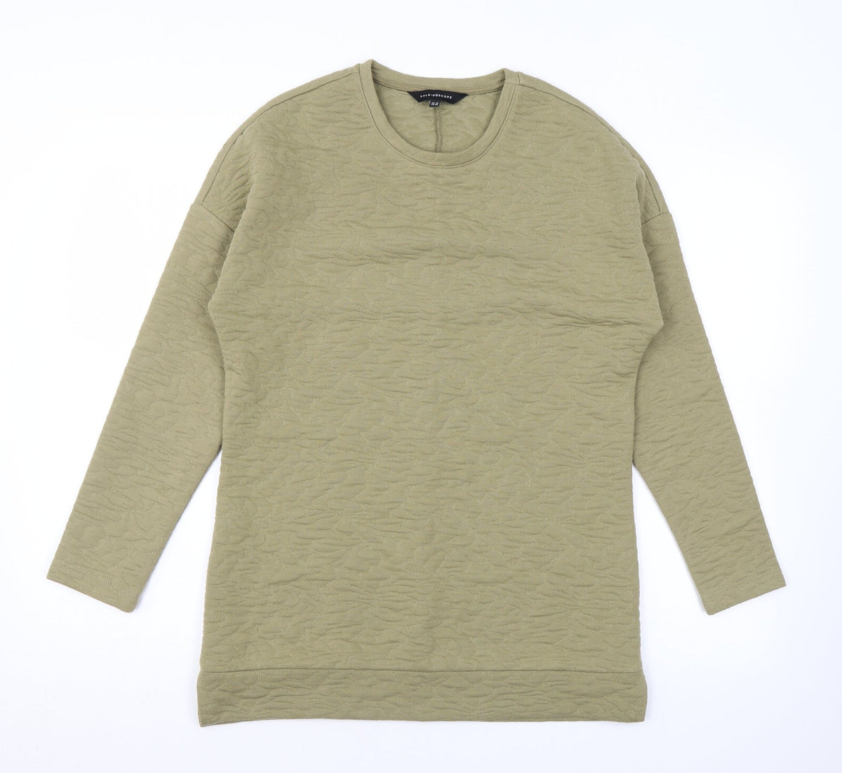 Additional front view of Kaleidoscope women’s green geometric polyester pullover sweatshirt, size UK 10, pullover