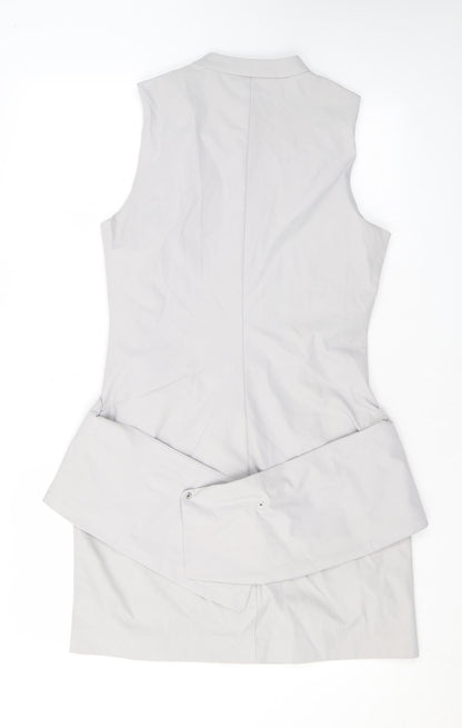 Zara Womens Grey Polyester Mini Size L Mock Neck Zip