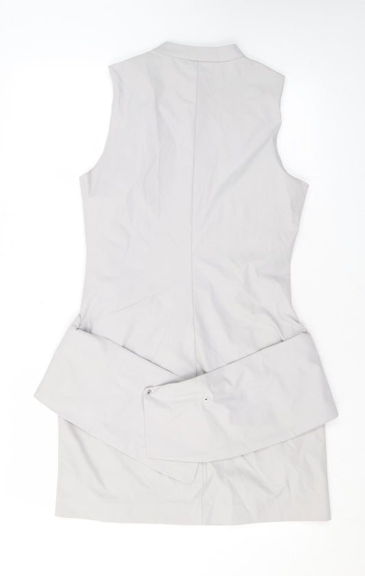 Zara Womens Grey Polyester Mini Size L Mock Neck Zip