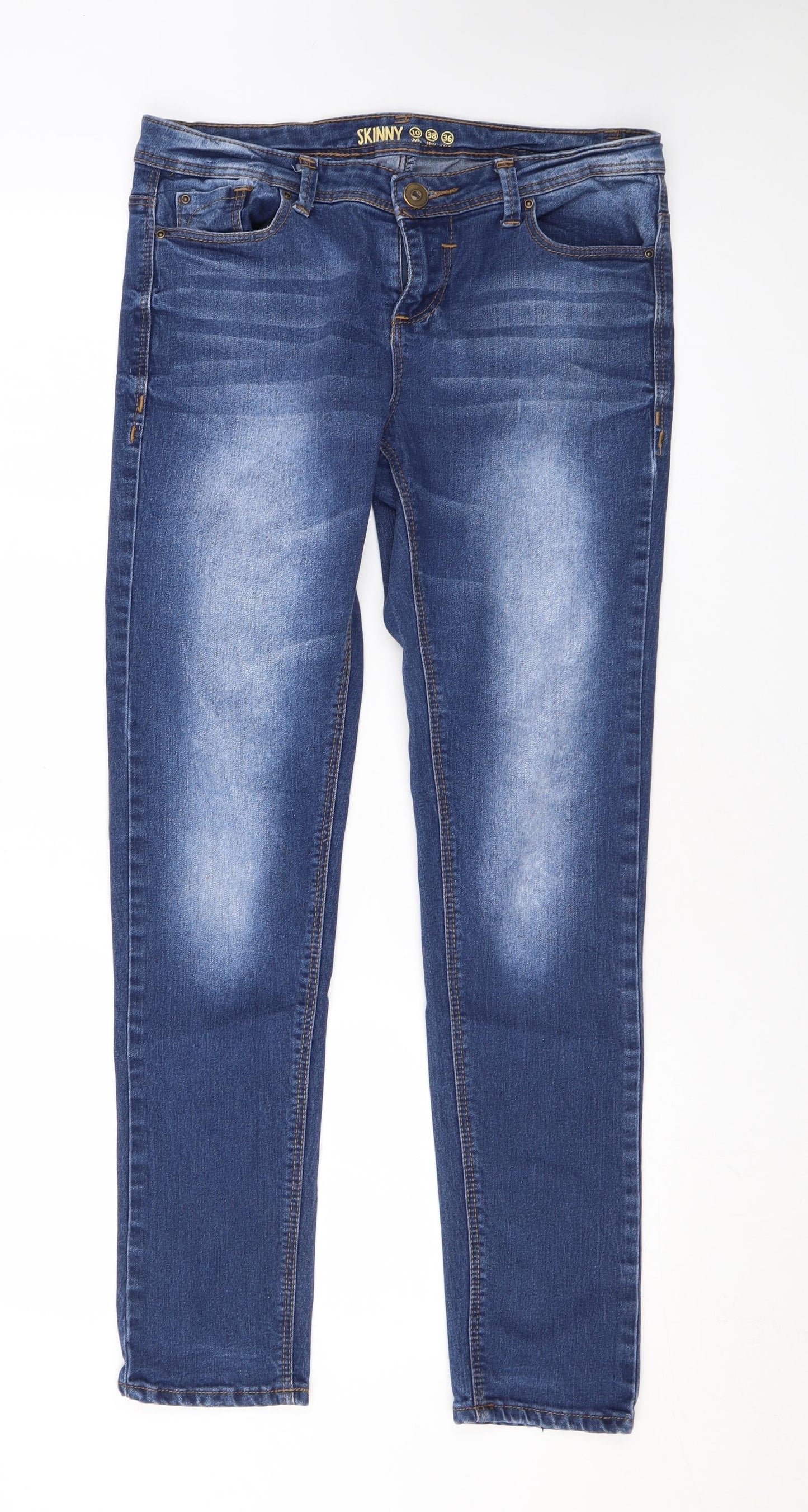 Denim & Co. Womens Blue Cotton Skinny Jeans Size 10 L28 in Regular Zip