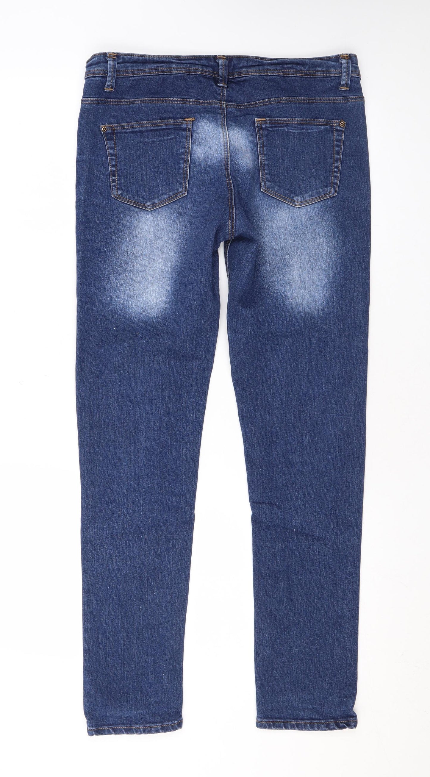 Denim & Co. Womens Blue Cotton Skinny Jeans Size 10 L28 in Regular Zip