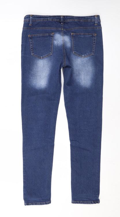 Denim & Co. Womens Blue Cotton Skinny Jeans Size 10 L28 in Regular Zip