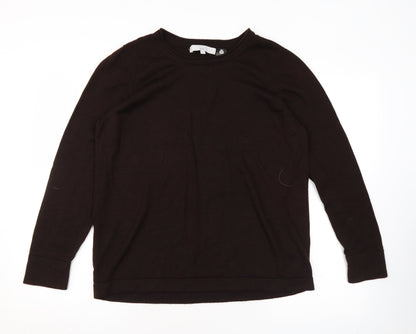 Ella J Womens Brown Round Neck Polyester Pullover Jumper Size 16