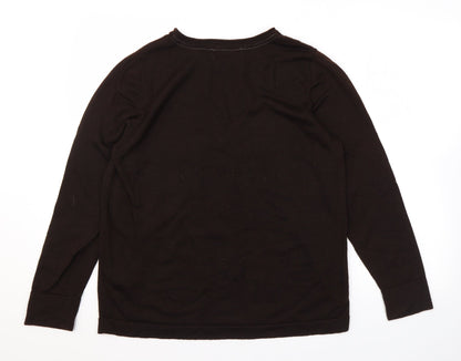 Ella J Womens Brown Round Neck Polyester Pullover Jumper Size 16