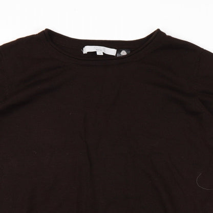 Ella J Womens Brown Round Neck Polyester Pullover Jumper Size 16