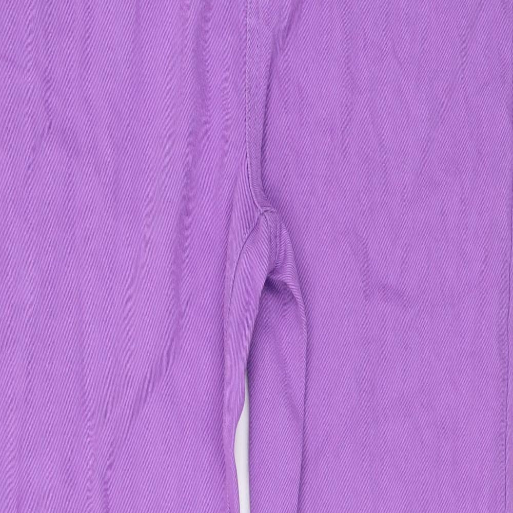 I SAW IT FIRST Womens Purple Cotton Wide-Leg Jeans Size 12 L30 in Regular Zip