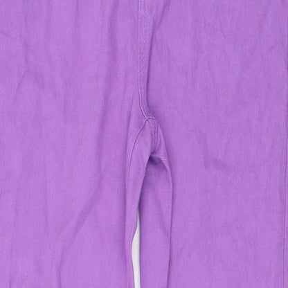 I SAW IT FIRST Womens Purple Cotton Wide-Leg Jeans Size 12 L30 in Regular Zip