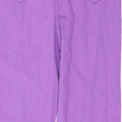 I SAW IT FIRST Womens Purple Cotton Wide-Leg Jeans Size 12 L30 in Regular Zip