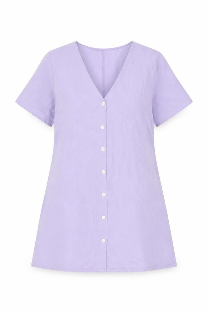 Boohoo Womens Purple Polyester Shift Size 10 V-Neck Button