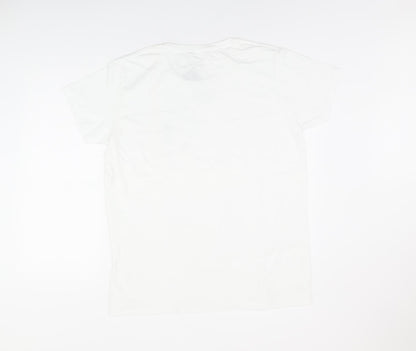 Kintsugi Womens White Polyester Basic T-Shirt Size 14 Round Neck