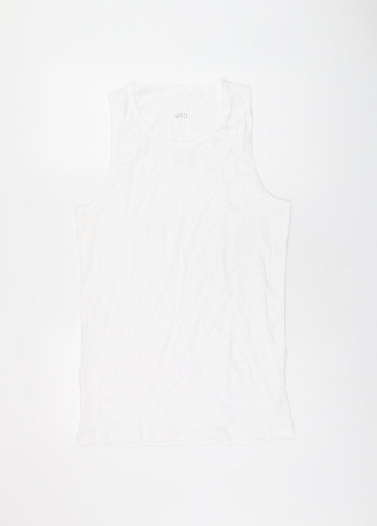 Womens UK Size L Marks and Spencer White Basic Tank
